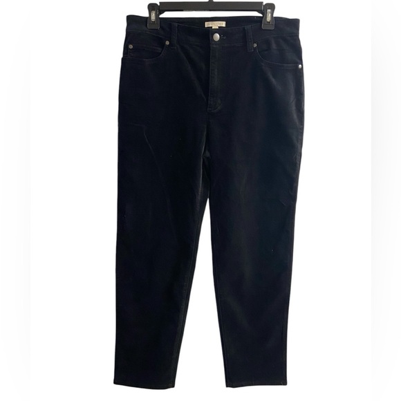 Eileen Fisher black velour high waisted slim ankle pants Medium NWT $188 - Picture 1 of 8